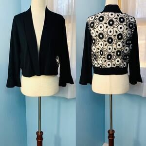 Calvin Klein Open Front Cardigan with Floral Eyelet Back Size Medium